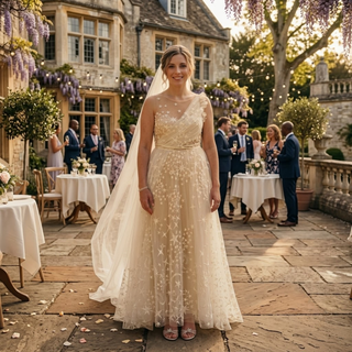 Starry Tulle A-Line Bridal Gown