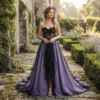 Black Purple Wedding Dress