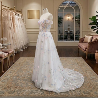 Pastel 3D Floral Corset Wedding Dress