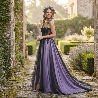 Black Purple Wedding Dress