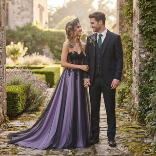Black Purple Wedding Dress