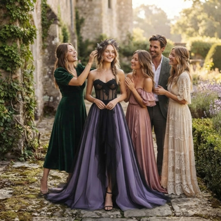 Black Purple Wedding Dress