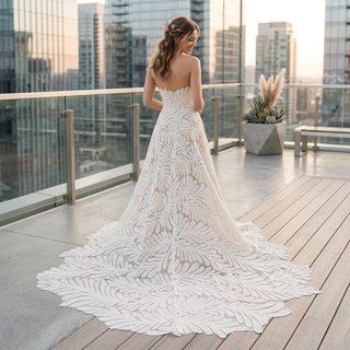 Large Leaf Sweetheart A-Line Wedding Dress