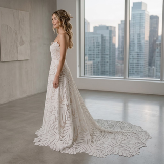 Large Leaf Sweetheart A-Line Wedding Dress