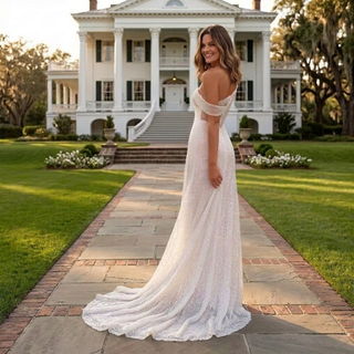 One Shoulder A-Line Wedding Dress