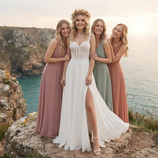 Sweetheart Chiffon Beach Wedding Dress