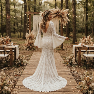 Luxury Lace Boho Wedding Dress