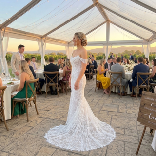Inspired Off Shoulder Lace Mermaid Wedding Dress