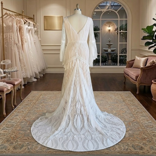 Boho Fringe Lace Wedding Dress