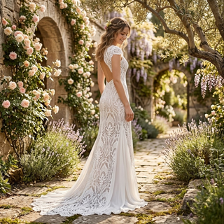 Dreamy Boho V-Neck Lace Wedding Dress