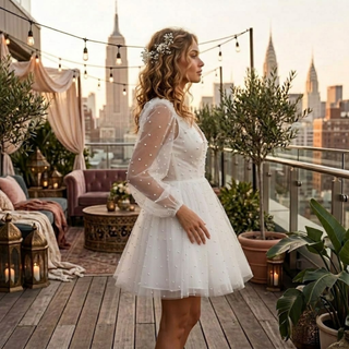 Mini Pearl Bridal Wedding Dress