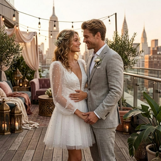 Mini Pearl Bridal Wedding Dress