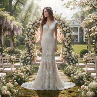 Vestido de novia bohemio de encaje vintage