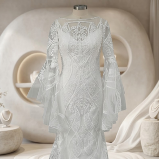 Boho Lace Mermaid Wedding Gown