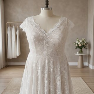 Cap Sleeves Backless Bridal Gown with Ribbon