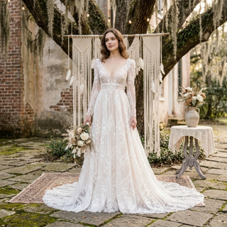 Detachable Sleeve Lace Wedding Dress
