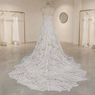 Large Leaf Sweetheart A-Line Wedding Dress