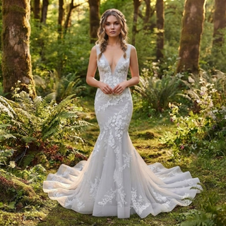 3D Floral Mermaid Bridal Dress
