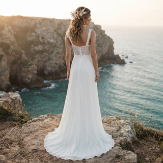 Sweetheart Chiffon Beach Wedding Dress