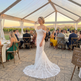 Inspired Off Shoulder Lace Mermaid Wedding Dress