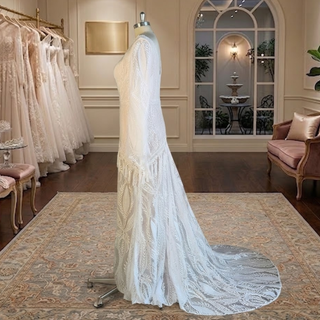 Boho Fringe Lace Wedding Dress