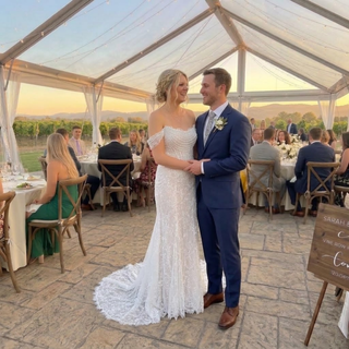 Inspired Off Shoulder Lace Mermaid Wedding Dress
