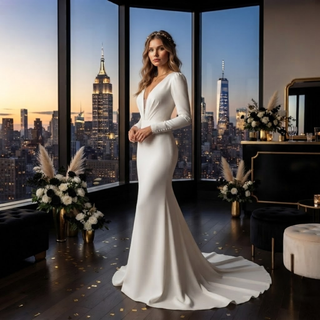 Vestido de novia sirena de manga larga