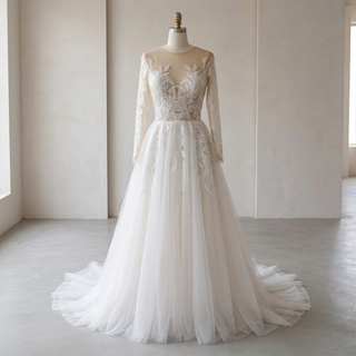 Elegant Lace A Line Wedding Dress