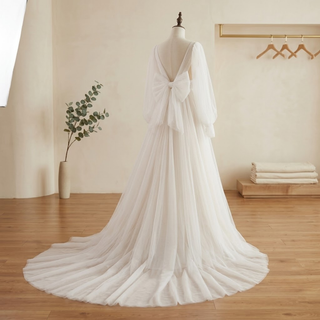 Lantern Sleeve Tulle Bridal Gown