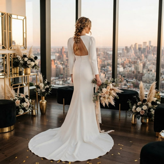 Vestido de novia sirena de manga larga