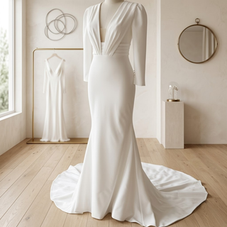 Vestido de novia sirena de manga larga