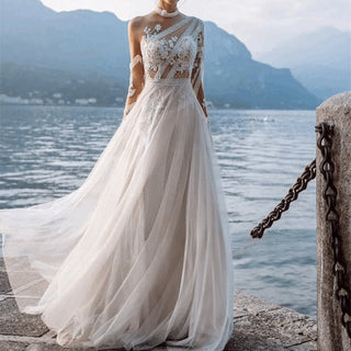 A Line Beach Wedding Dress - Diva Melody