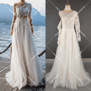 A Line Beach Wedding Dress - Diva Melody