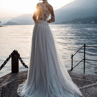 A Line Beach Wedding Dress - Diva Melody