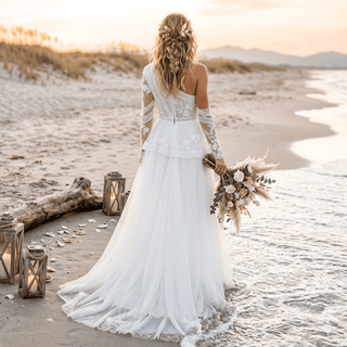 A Line Beach Wedding Dress - Diva Melody