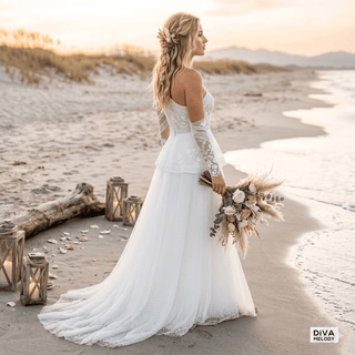 A Line Beach Wedding Dress - Diva Melody