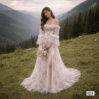 A Line Blossom Wedding Dress - Diva Melody