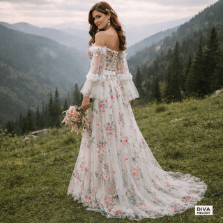 A Line Blossom Wedding Dress - Diva Melody