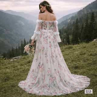 A Line Blossom Wedding Dress - Diva Melody