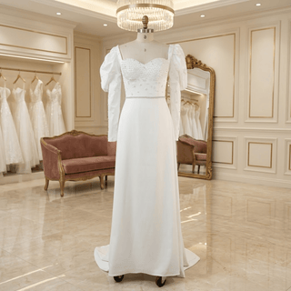 A Line Modern Soft Satin Wedding Dress - Diva Melody