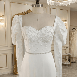 A Line Modern Soft Satin Wedding Dress - Diva Melody