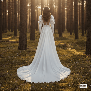 A Line Modern Soft Satin Wedding Dress - Diva Melody