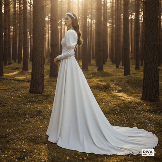 A Line Modern Soft Satin Wedding Dress - Diva Melody