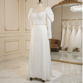 A Line Modern Soft Satin Wedding Dress - Diva Melody