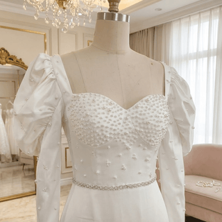 A Line Modern Soft Satin Wedding Dress - Diva Melody