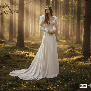 A Line Modern Soft Satin Wedding Dress - Diva Melody