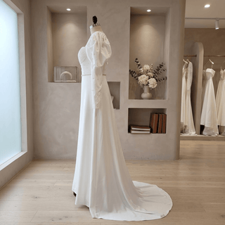 A Line Modern Soft Satin Wedding Dress - Diva Melody