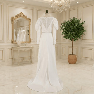 A Line Modern Soft Satin Wedding Dress - Diva Melody