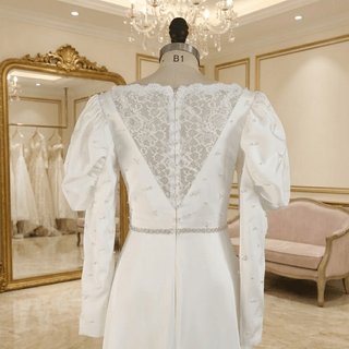 A Line Modern Soft Satin Wedding Dress - Diva Melody
