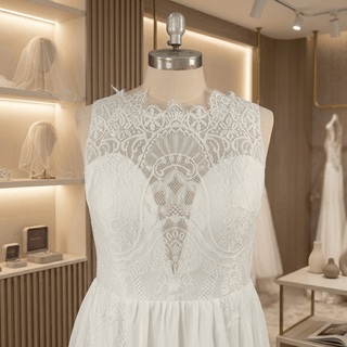 A Line Modest Chiffon Wedding Dress - Diva Melody